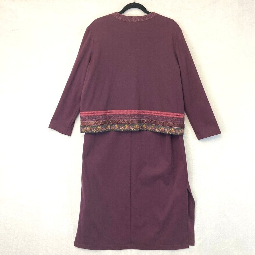 Coldwater Creek Maxi Dress & Cardigan Sweater Set PXL Burgundy Modest XL Petite - Picture 2 of 16